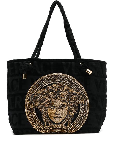 versace icon towelling tote.